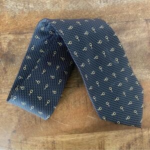 Vintage Beau Brummell Black gold Horsebit neck tie